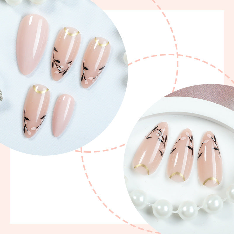 Premium Artistic Press-On Nail Art Set with Floral Accents Acalora