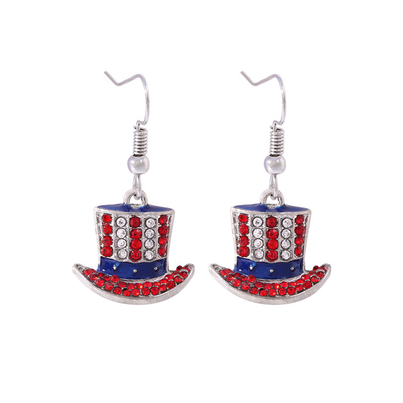 Women's lightweight star earrings with enamel flag design and fishhook Kalsten