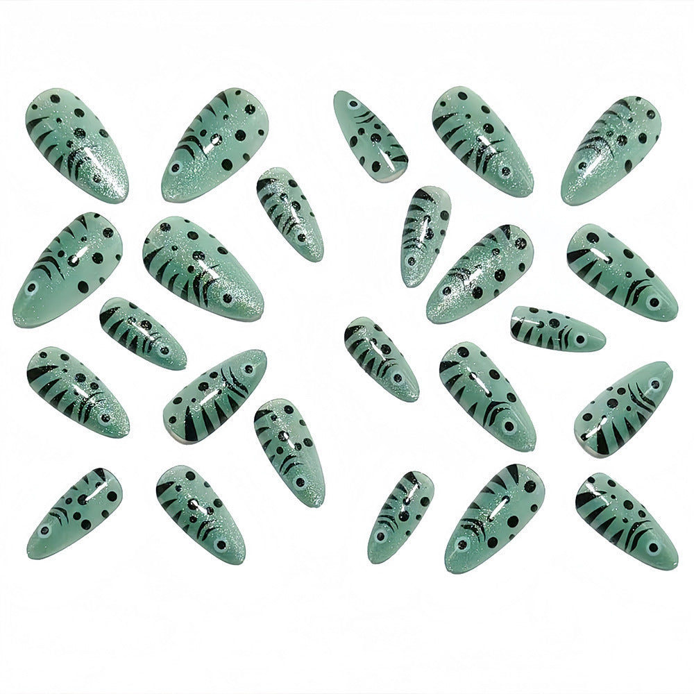 Creative animal motif artificial nails with glitter effects Acalora