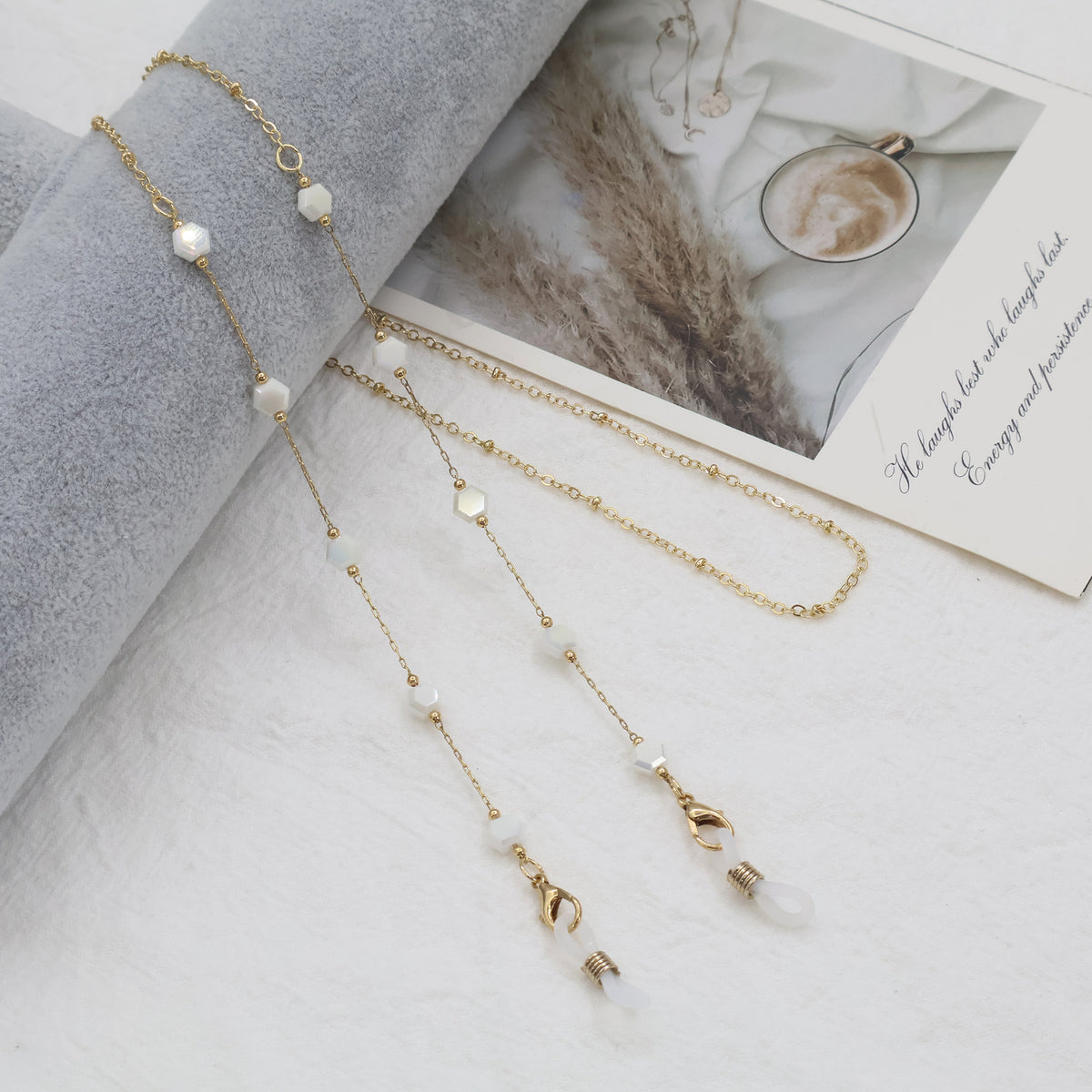 Elegant Gold Chain Necklace with Gemstones Acalora