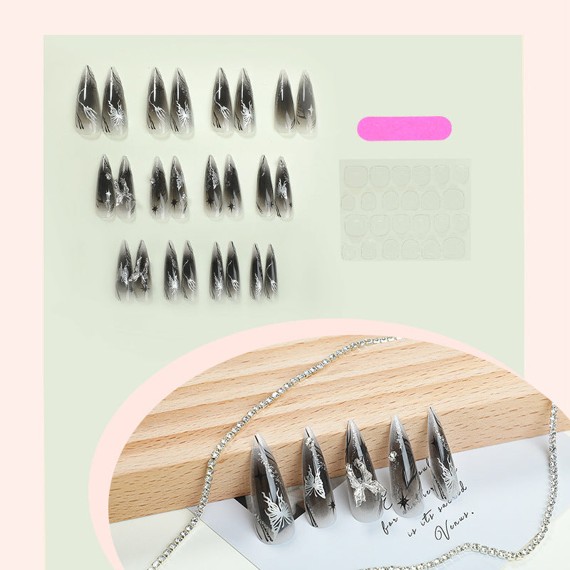 Artistic Short Press-On Nail Set with Floral and Graphic Designs Acalora