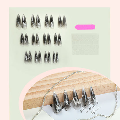 Artistic Short Press-On Nail Set with Floral and Graphic Designs Acalora