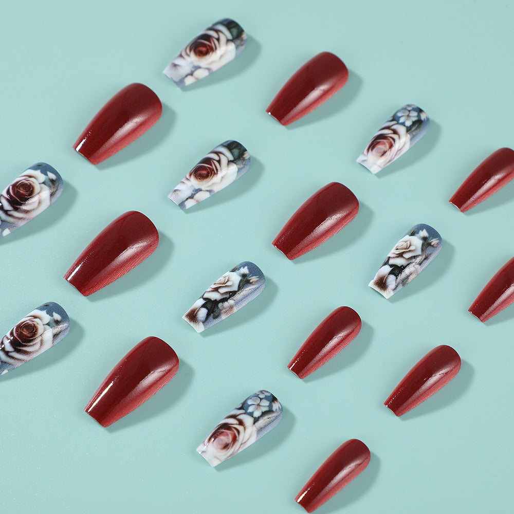 Artificial nails with romantic rose pattern Acalora