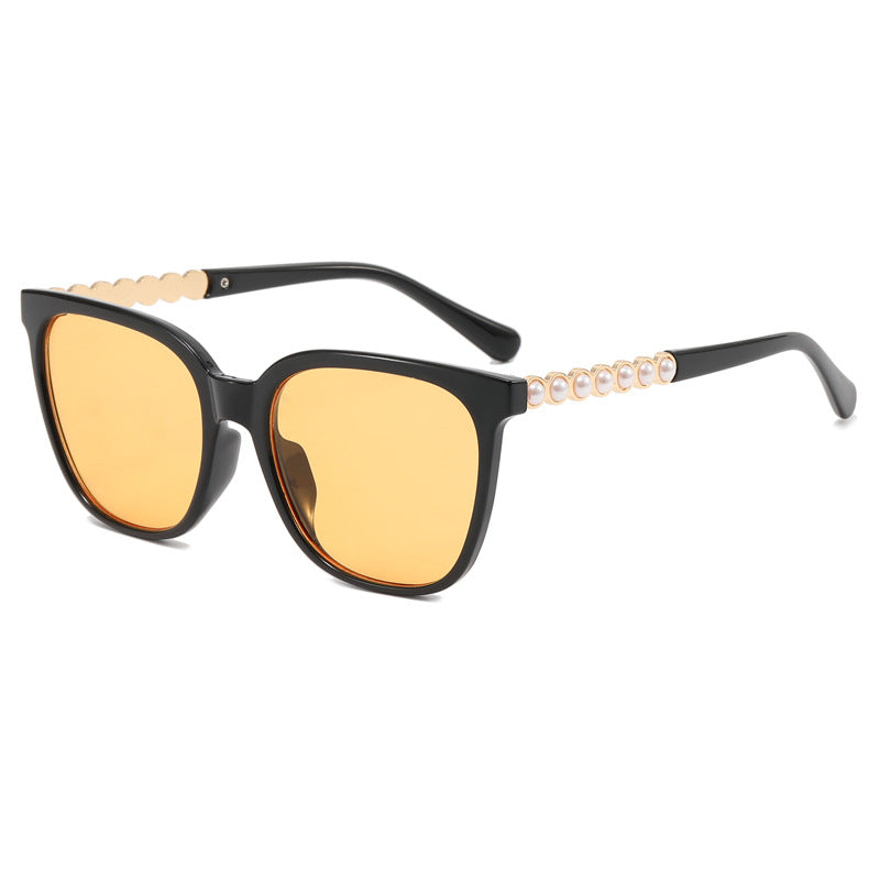 Women's oversized sunglasses with elegant pearl jewelry decoration Bowlift