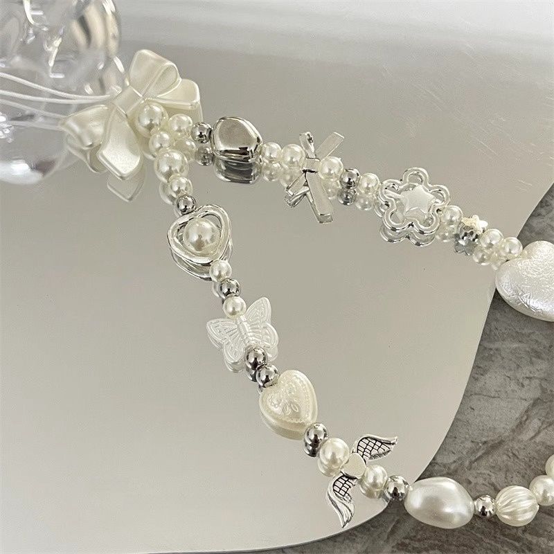 Heart and Butterfly Charm Beaded Bracelet Acalora