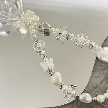 Heart and Butterfly Charm Beaded Bracelet Acalora