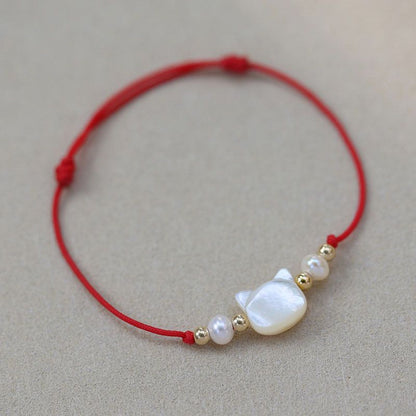 Adjustable Cat-Themed Charm Bracelet Acalora