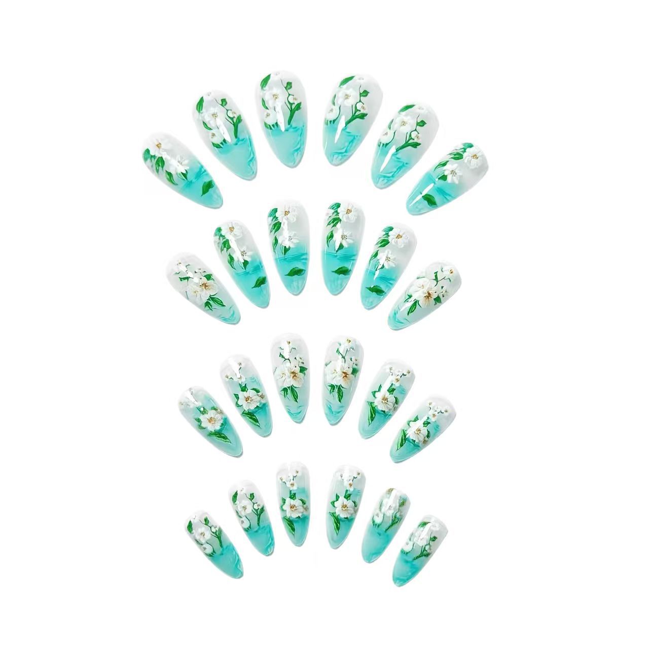 Floral Elegant Acrylic Nail Art Acalora