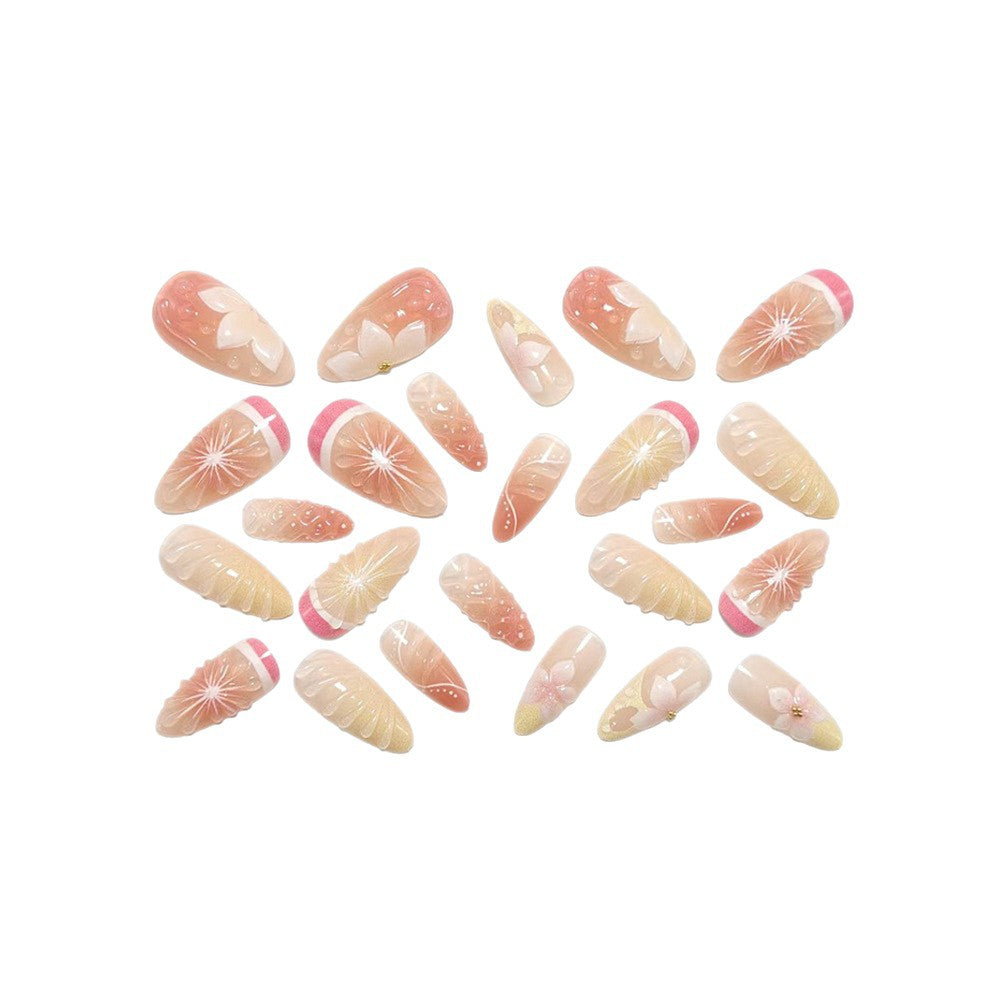 Artificial nails with 3D flower and fruit designs Acalora