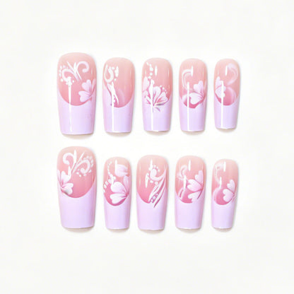 Floral Accent Press-On Nail Art Set Acalora