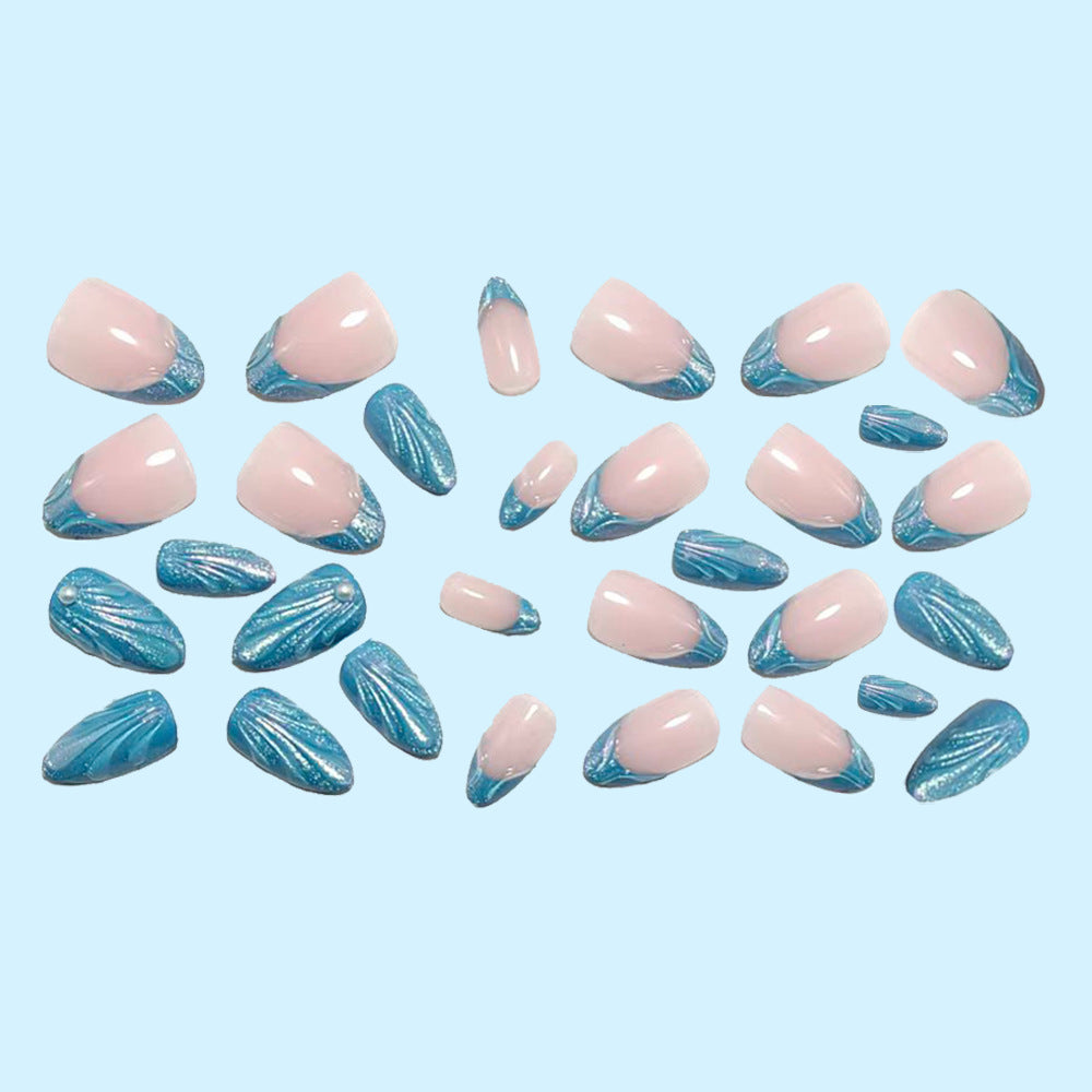 Artificial nails with glitter and wave design Acalora