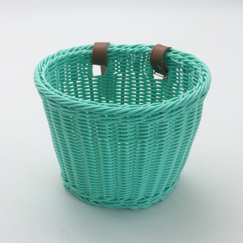 Decorative Woven Storage Basket with Leather Handles Acalora