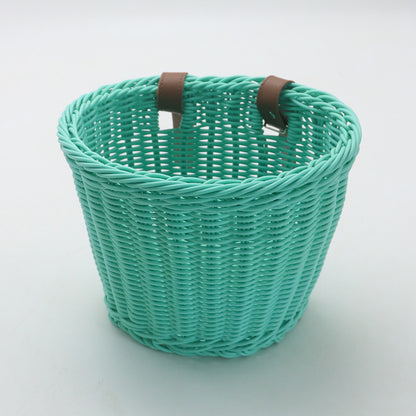 Decorative Woven Storage Basket with Leather Handles Acalora