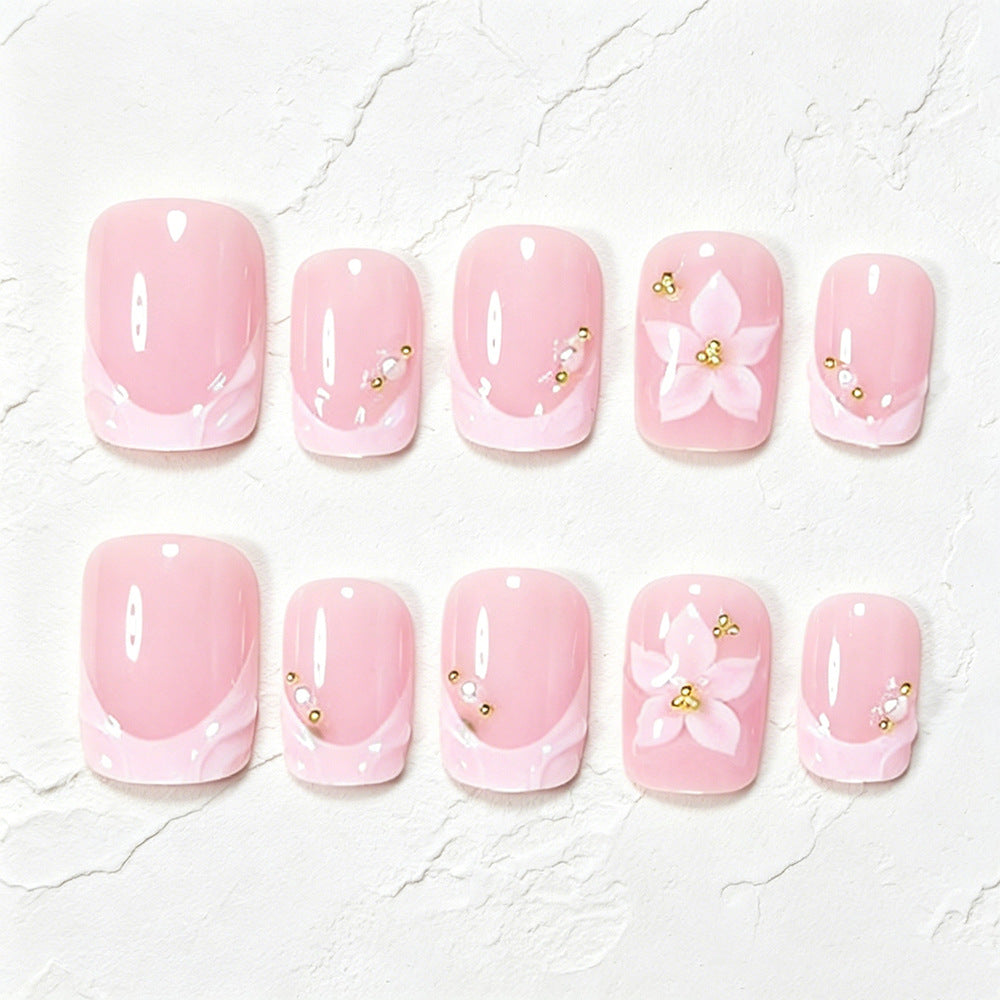 Floral Accented Press-On Nail Art Set Acalora