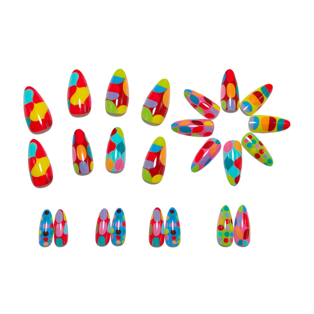 Artificial nails with colorful dot and color play Acalora