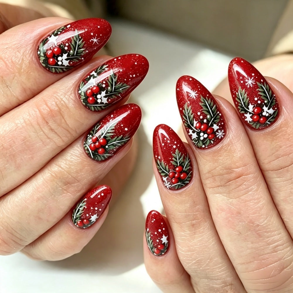 Artificial nails with festive Christmas design Acalora