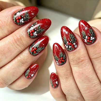 Artificial nails with festive Christmas design Acalora