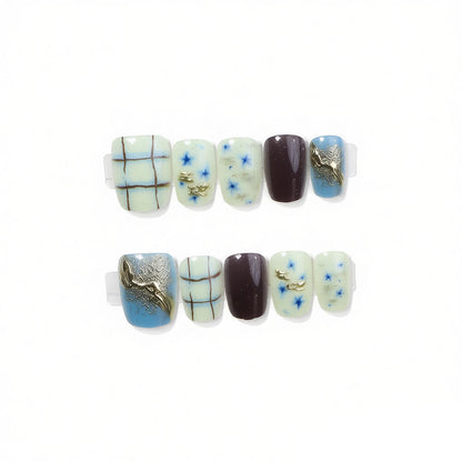 Artistic Abstract Press-On Nail Art Set Acalora
