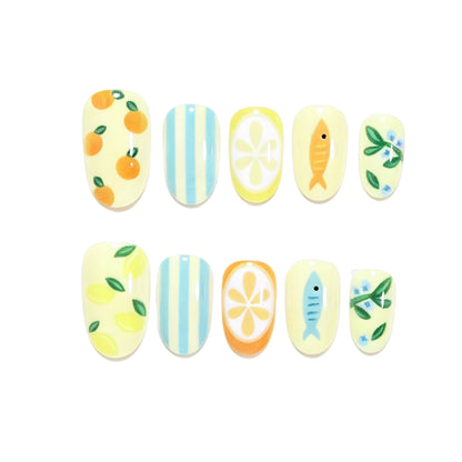 Whimsical Fruit and Fish-Themed Nail Art Set Acalora
