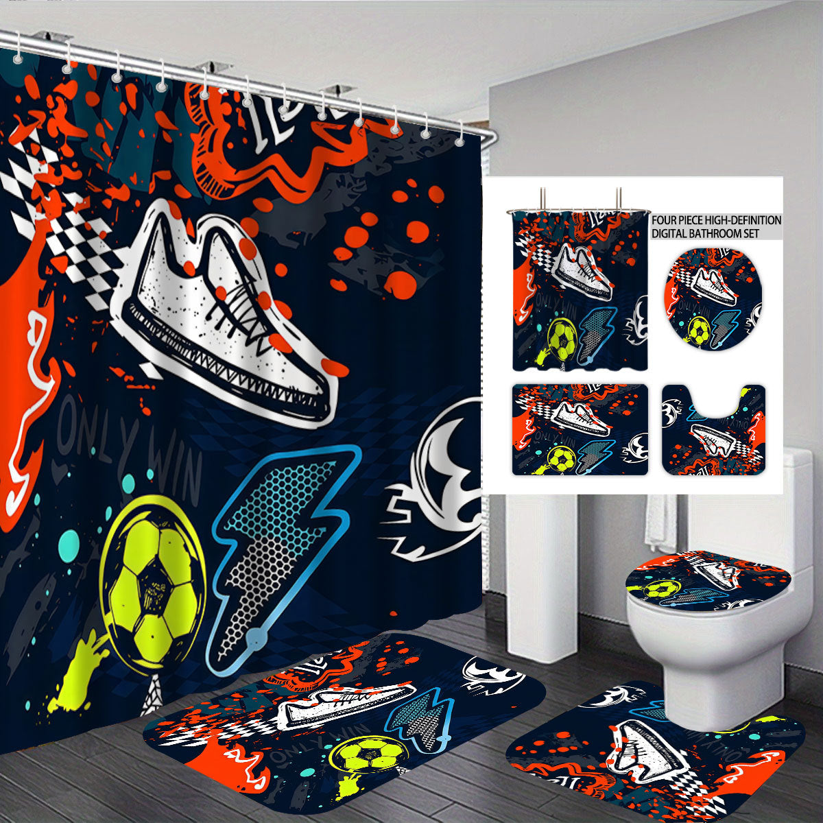 Basketball-Themed Bathroom Decor Set