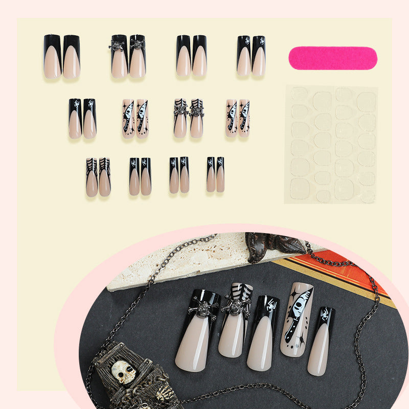 Artistic Press-On Nail Set with Unique Gothic Designs Acalora