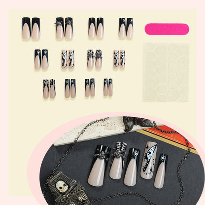Artistic Press-On Nail Set with Unique Gothic Designs Acalora
