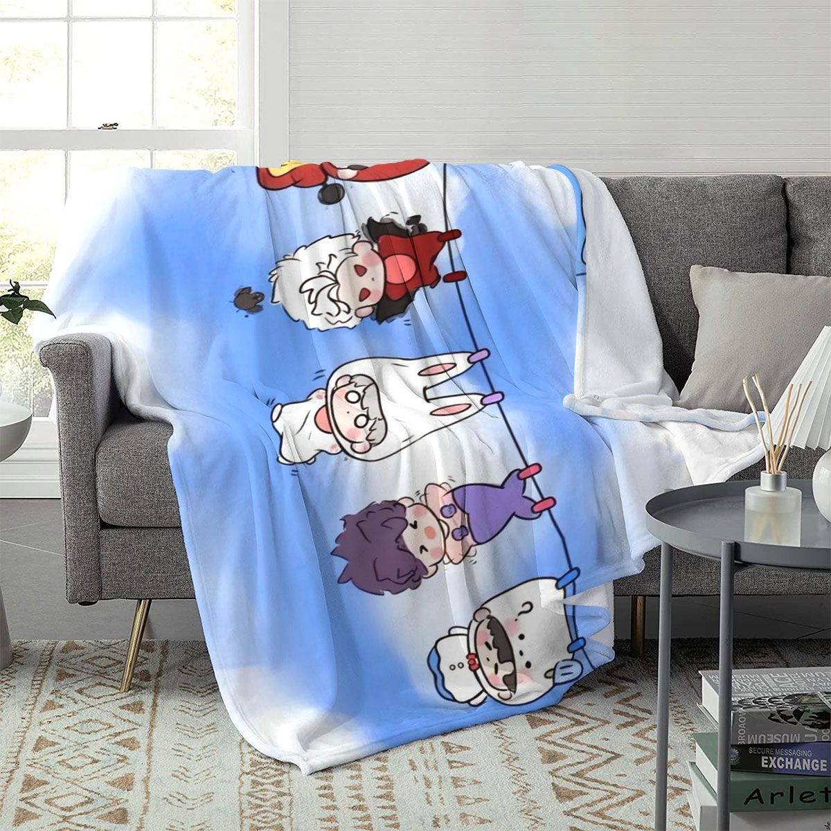 Soft Cartoon-Themed Fleece Throw Blanket