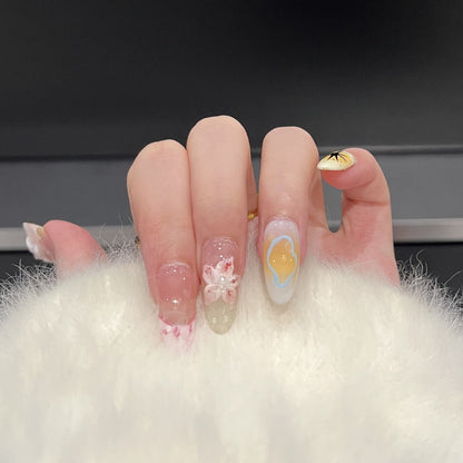 Artistic Floral Press-On Nail Art Set Acalora