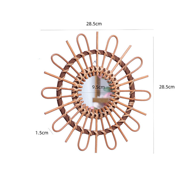 Trendy Round Wall Mirror with Rattan Frame Acalora