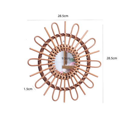 Trendy Round Wall Mirror with Rattan Frame Acalora