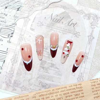 Artificial Christmas art nails with festive design Acalora