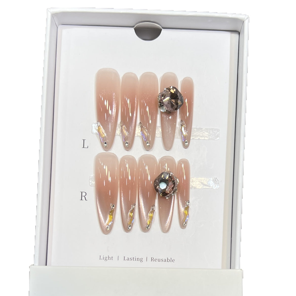 Reusable Stiletto Nail Art Set with Elegant Rhinestone Embellishments Acalora