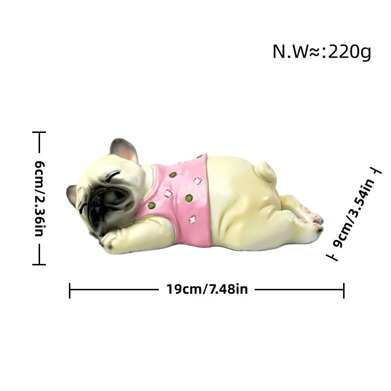 Decorative Sleeping Bulldog Figure Acalora