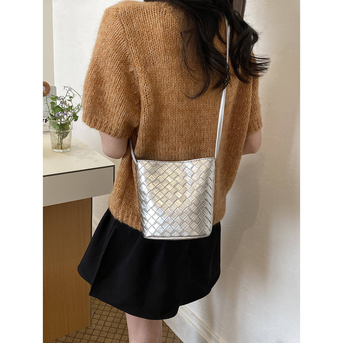 Woven Design Crossbody Handbag Acalora