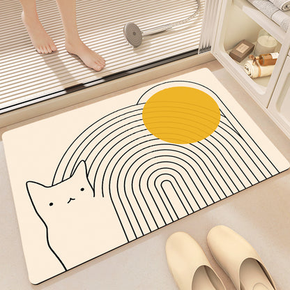 Artistic Cat-Themed Bath Mat Acalora