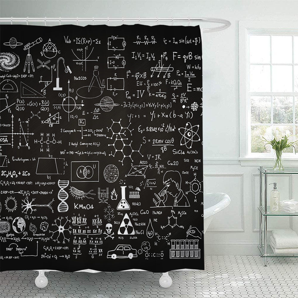 Shower Curtain with Scientific Equation Design