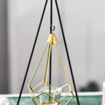 Decorative Geometric Hanging Tealight Candle Holder Set with Metal Stands and Glass Votives Acalora
