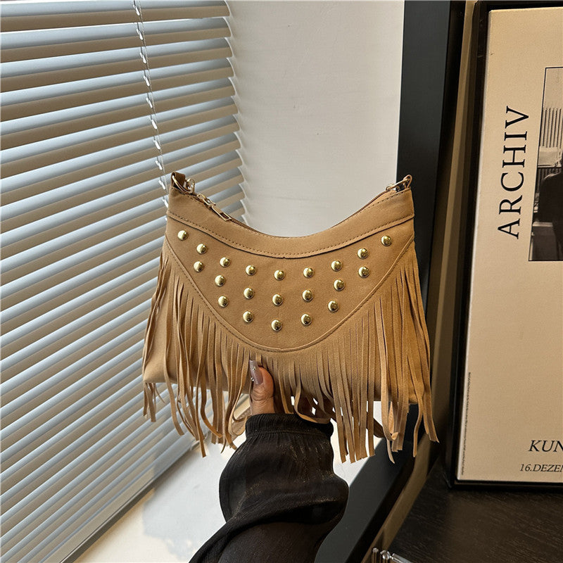 Bohemian Fringe Detail Crossbody Bag Acalora
