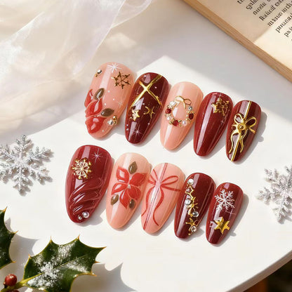 Acrylic nail set with glamorous golden accents Acalora