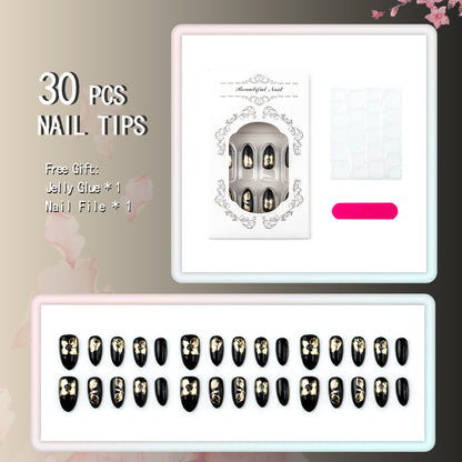 Artificial nail set with elegant 3D flowers and glamorous decorations Acalora