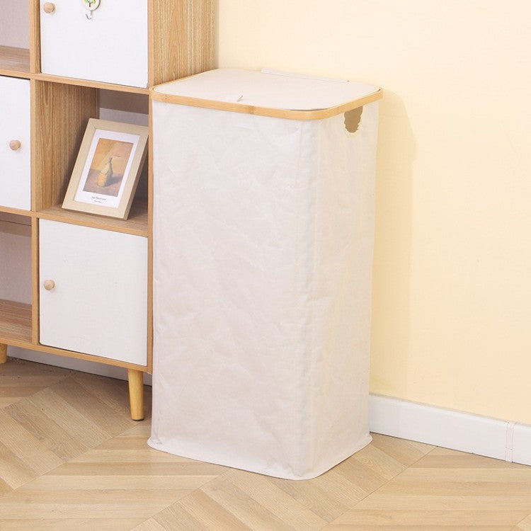 Stylish laundry basket with wooden lid Acalora