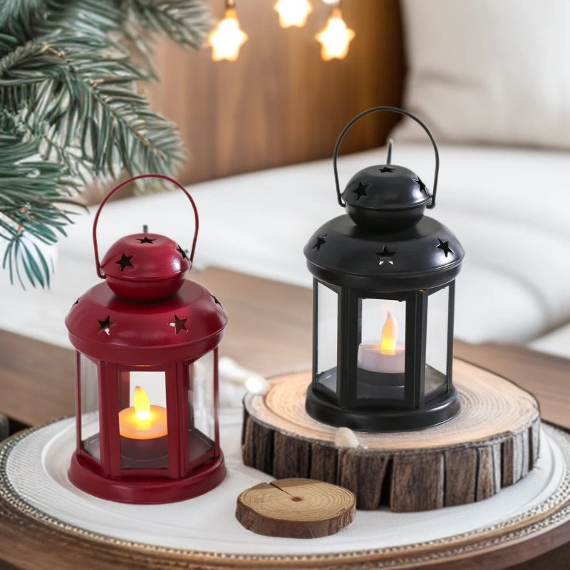Mini Vintage Metal Star-Cut Tea Light Lantern Acalora