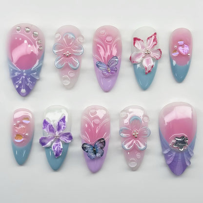 Premium Floral Design Press-On Nail Set Acalora