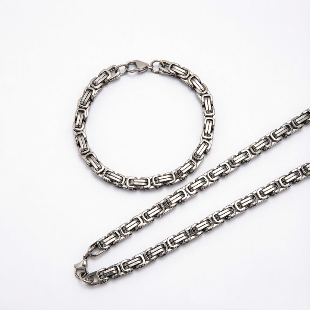 Elegant Interlocking Chain Necklace and Bracelet Set Acalora