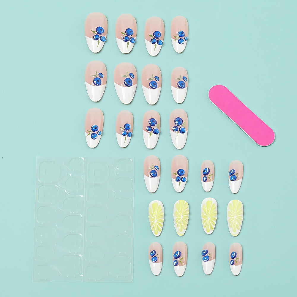 Artificial nails with elegant floral patterns and accents Acalora