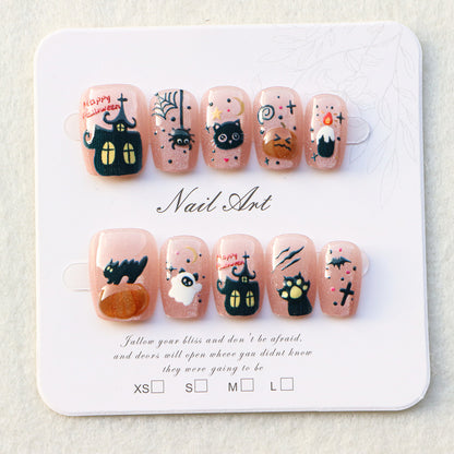 Creative Halloween-Themed Press-On Nail Art Set Acalora