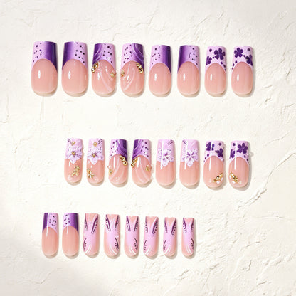 Artistic Floral Press-On Nail Design Acalora