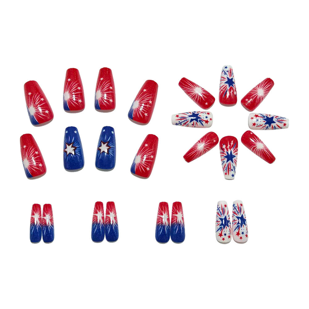 Artificial nails with festive star and fireworks design Acalora