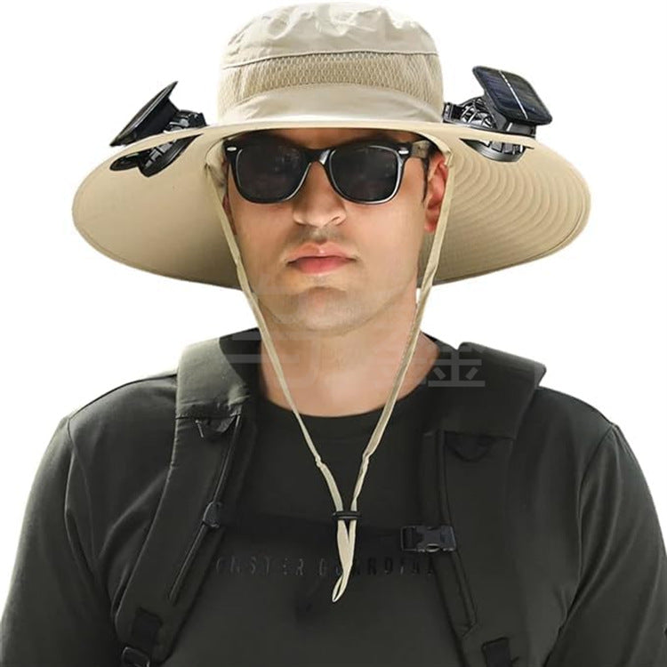 Sun Hat with Solar-Powered Fan and Wide Brim Skanto