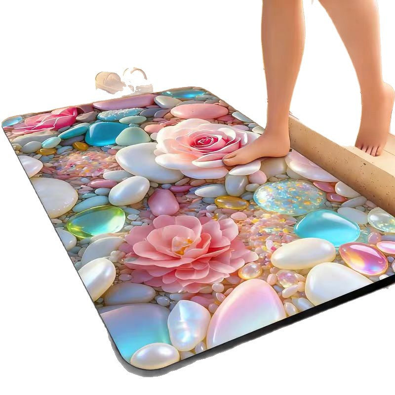 Decorative Floral Pattern Bath Mat